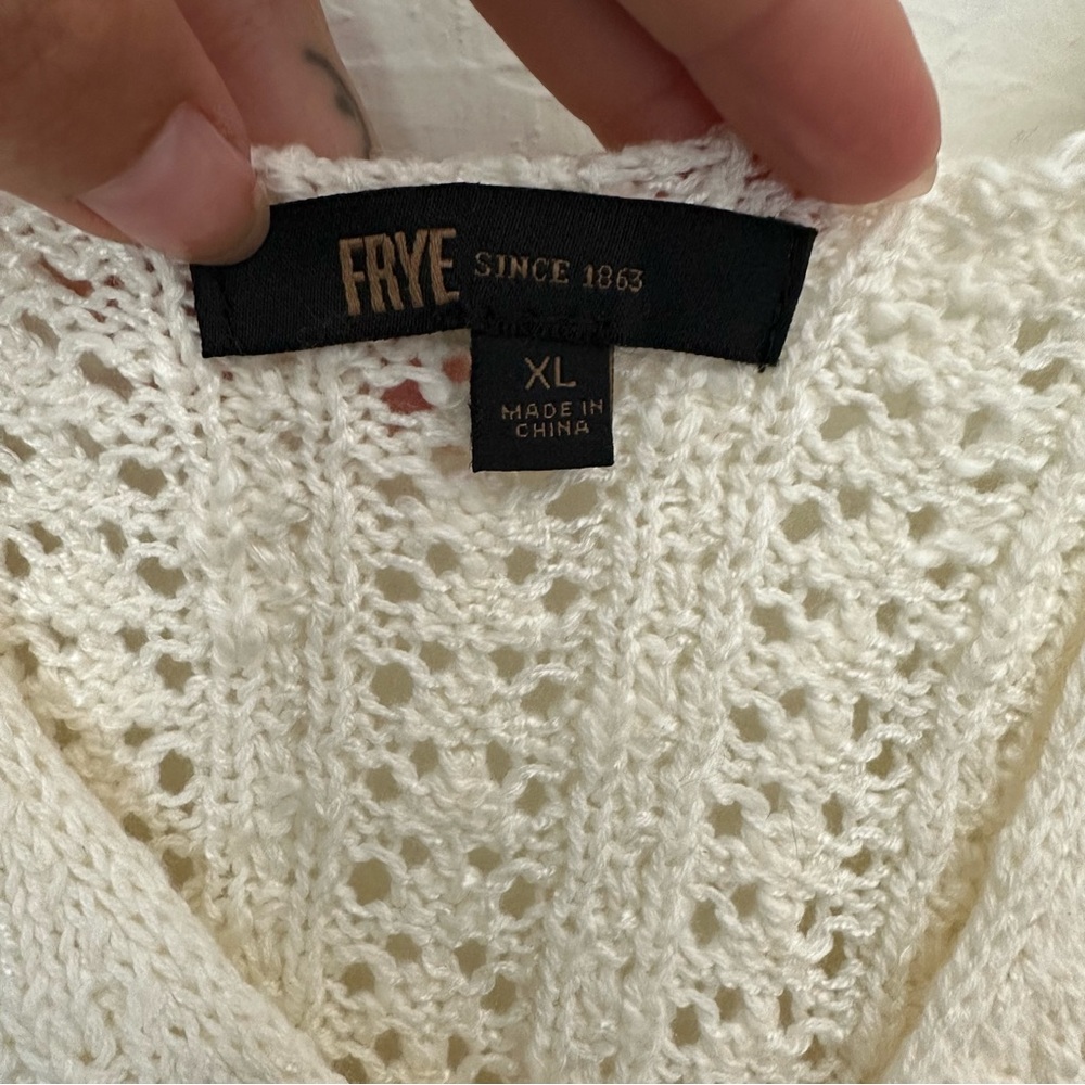 FRYE Women's Cream Open-Knit Sweater Vest - XL